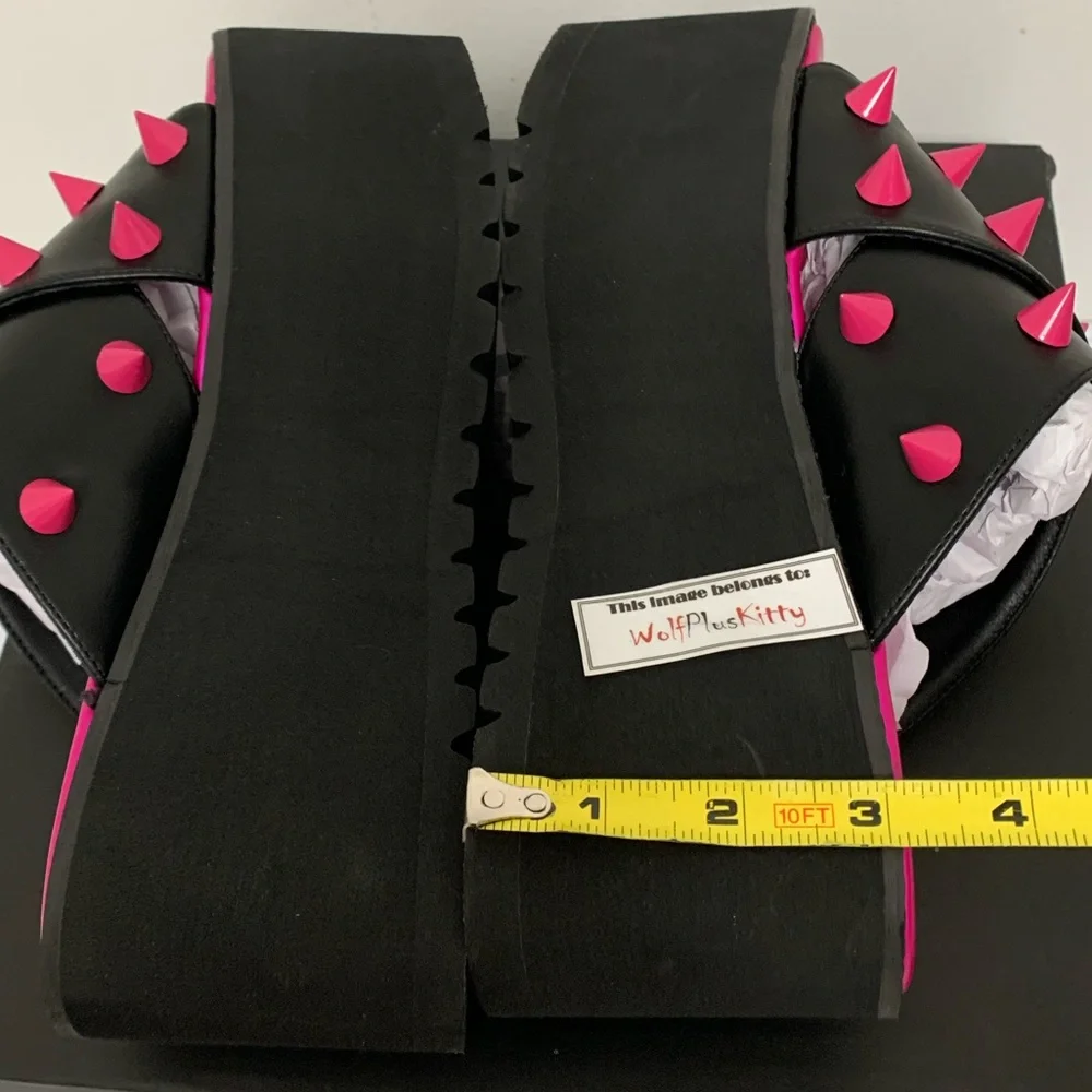 Dolls Kill NEW Widow Hot Pink Spike Platform Slides Chunky Sandals Whimsigoth 7